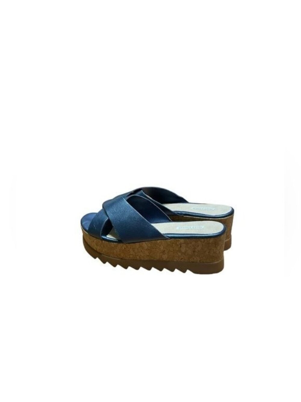Bottero Blue Platform Wedge Sandals With Cork Sole & Crisscross Straps Size 10 u